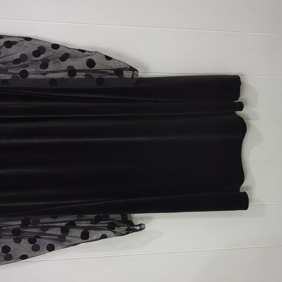 🌟NWT Cato Black Velour Dress Sheer Polka Dot Sleeve - Picture 3 of 6